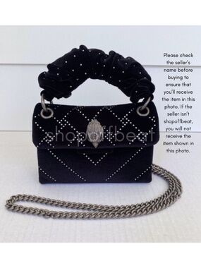 NEW Kurt Geiger Velvet Mini Kensington Bag Black